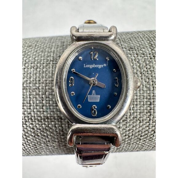 Longanberger Watch Womens 19mm Oval Blue Dial Charm Basket Stretchy New Battery - Picture 5 of 16